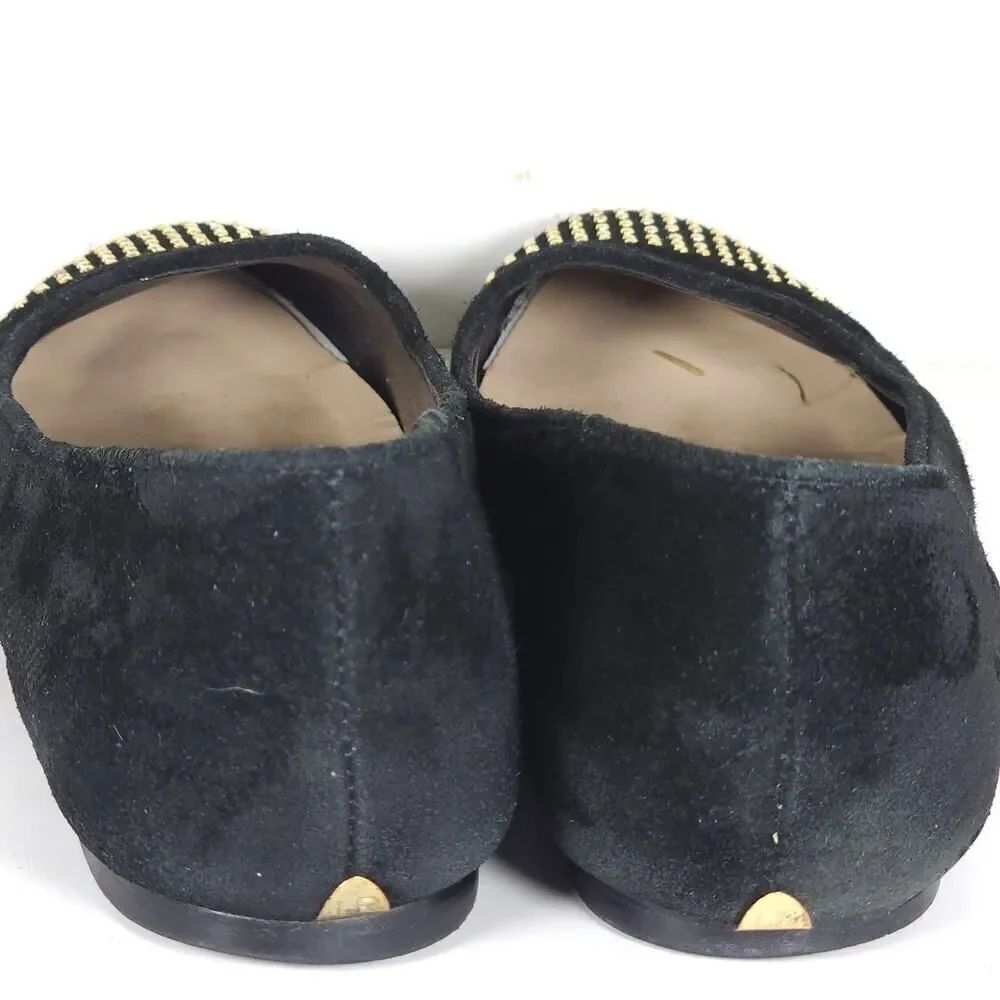 Loeffler Randall Women's Mo US 7,5B Black Suede Studded Slip On Flats Shoes - Picture 12 of 16